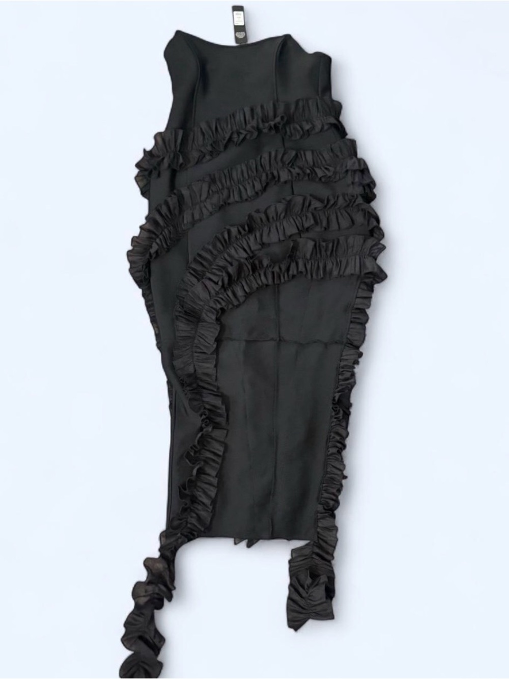 Fashion Nova Black Ruffle Asymmetrical Maxi Dress 1XL